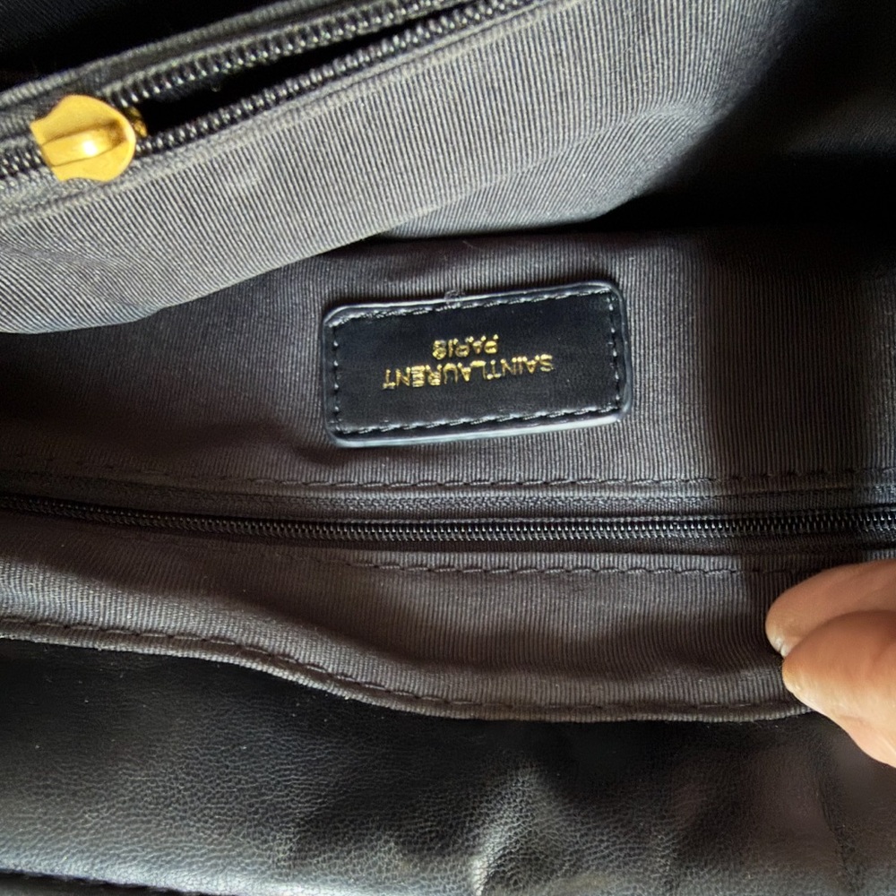 Yves Saint Laurent Black Chevron Bag w/ Gold Chains *zipper missing handle - Picture 4 of 5
